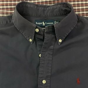 RALPH LAUREN Gunmetal Blue Cotton Shirt